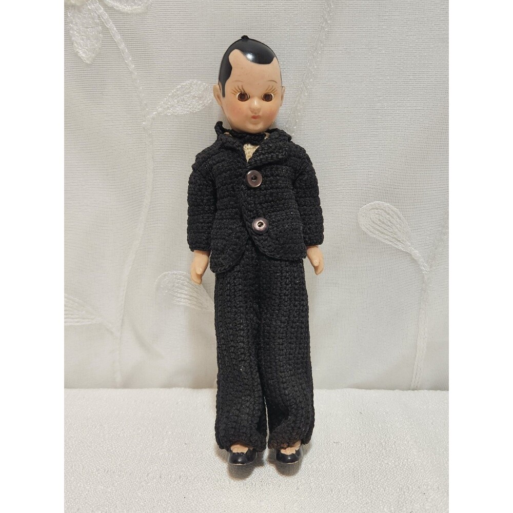 Vintage Doll Collectible 1950s Sleepy eyes 7 Inch Groom Tuxedo Toy Rare Timeless
